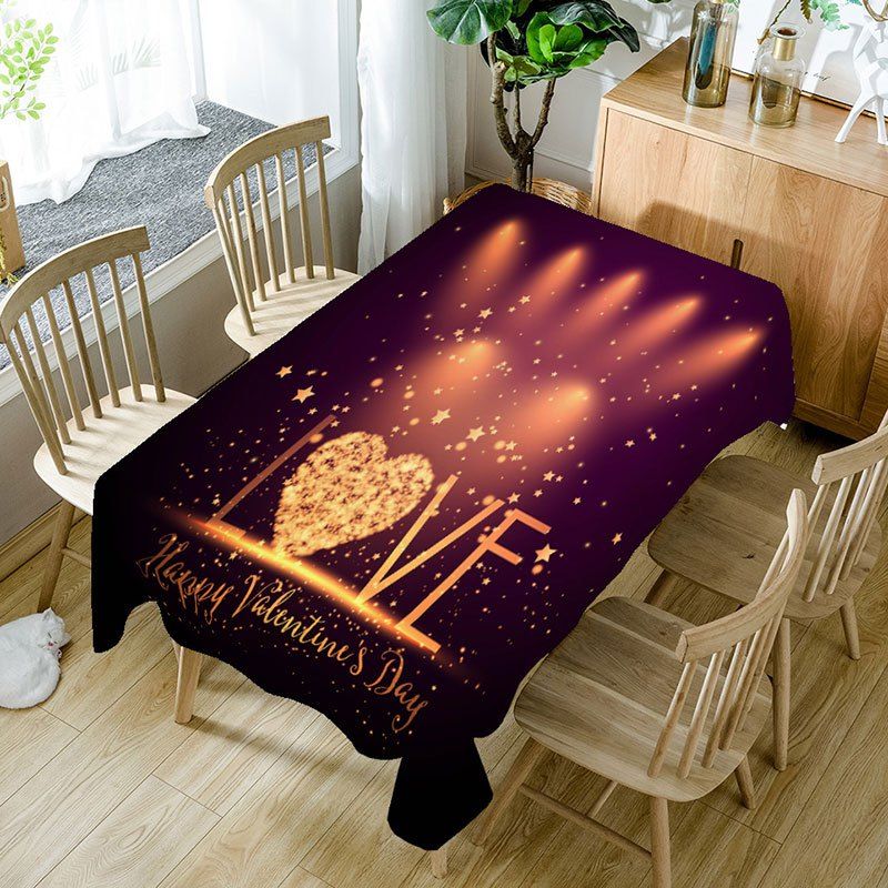 

Love Radiance Valentines Day Print Waterproof Table Cloth, Colorful