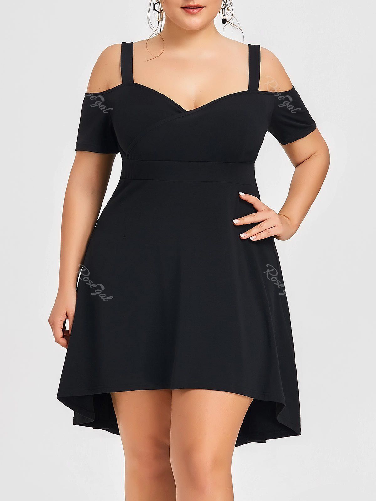 2019 plus size off shoulder lace high low dress