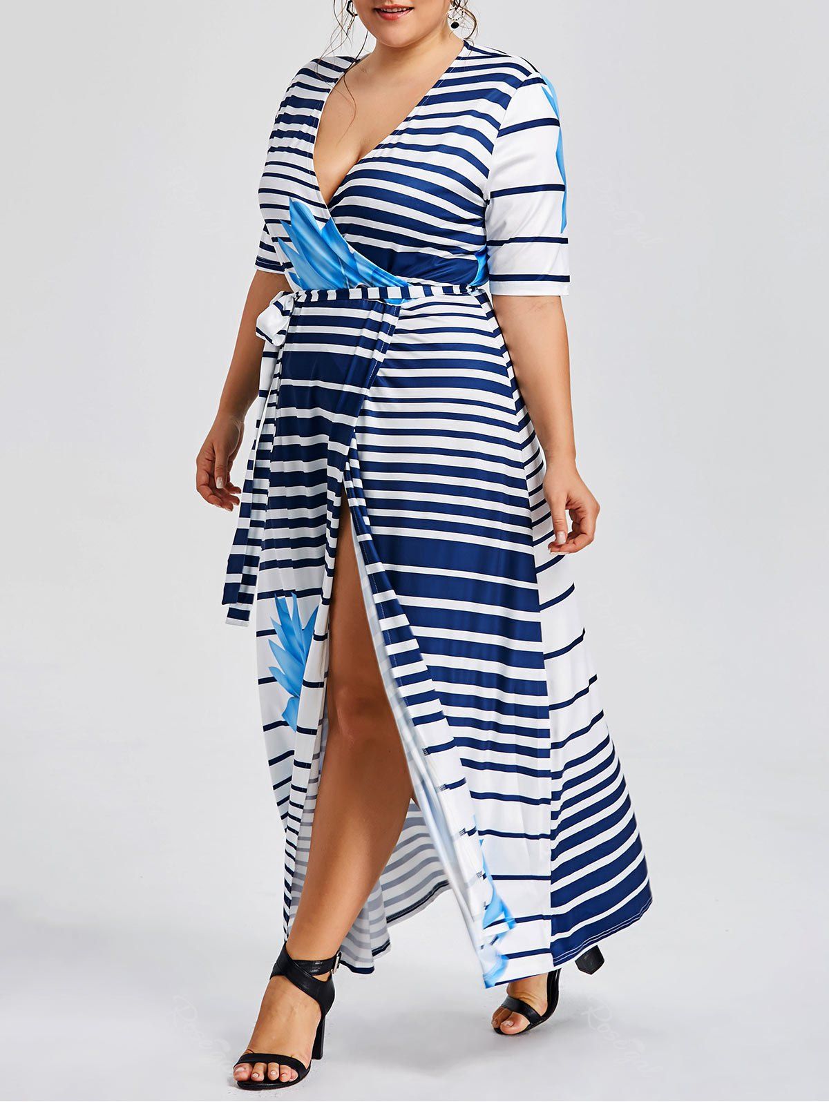 [29% OFF] Plus Size Beach Maxi Slit Dress | Rosegal
