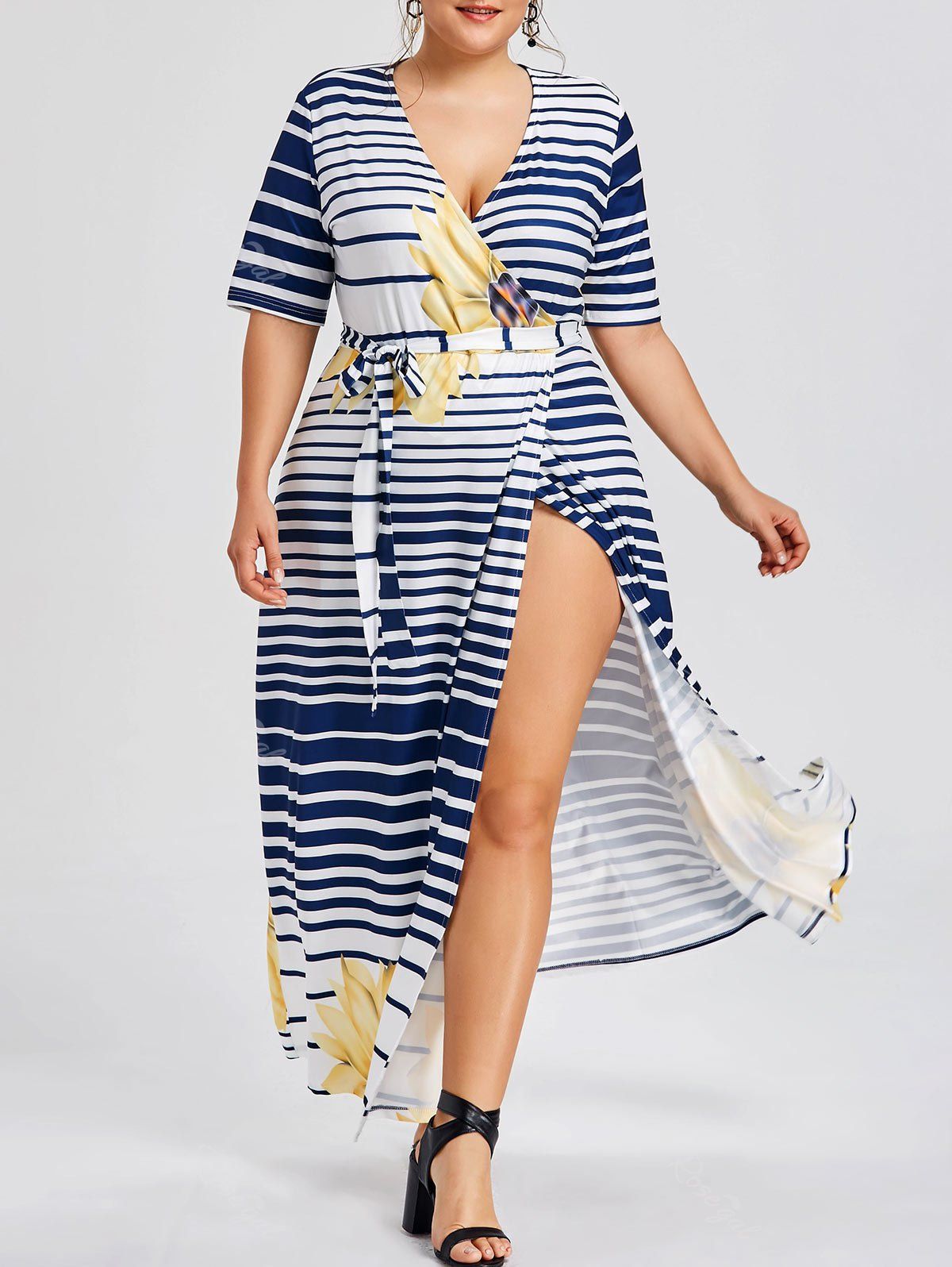 [29% OFF] Plus Size Beach Maxi Slit Dress | Rosegal