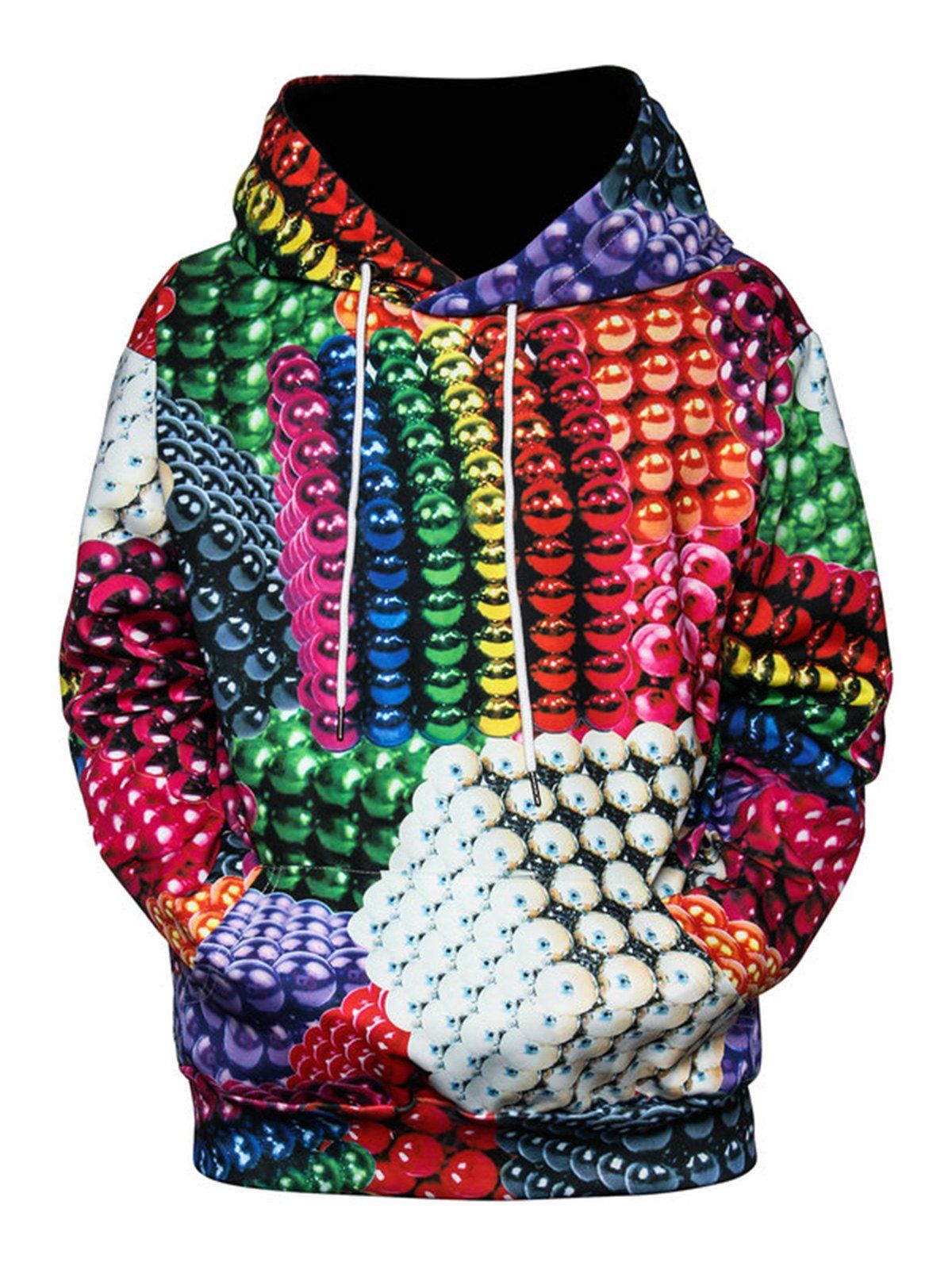 

Colorful Magnetic Balls 3D Print Pullover Hoodie, Colormix