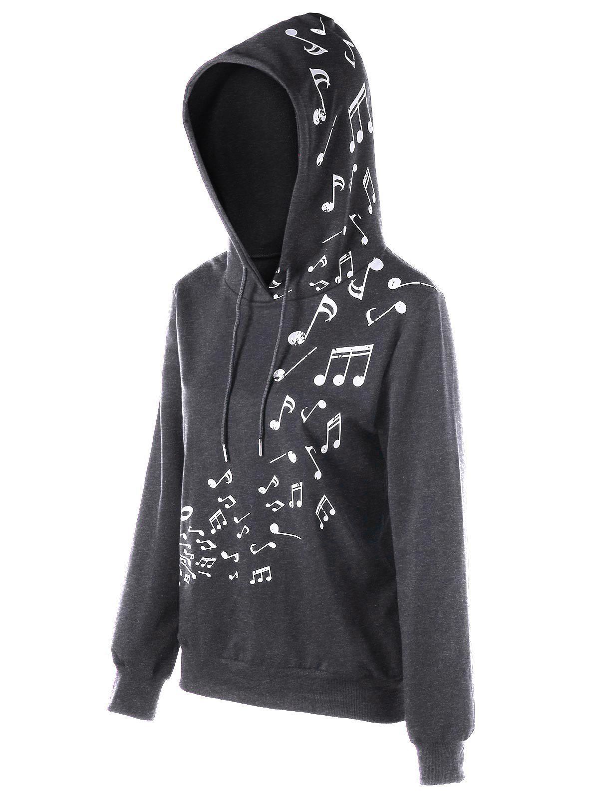 

Color Block Music Note Hoodie, Deep gray
