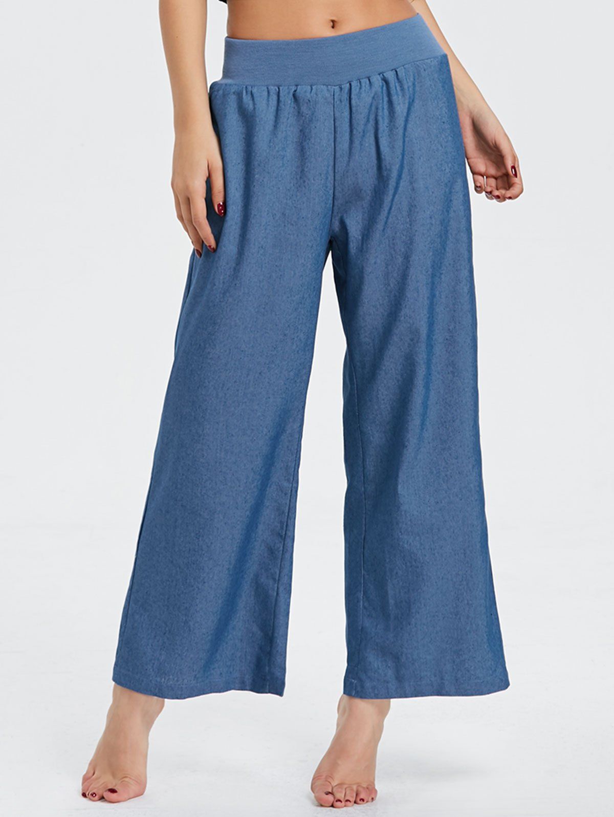 elastic waist wide leg jeans