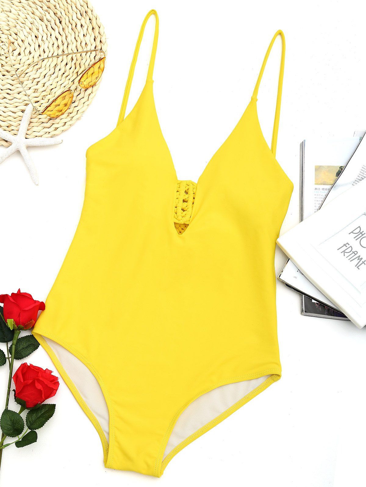 

Low Back Macrame Swimwear, Yellow