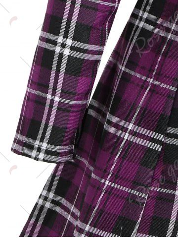 

Plus Size Double Breasted Plaid Coat, Purple