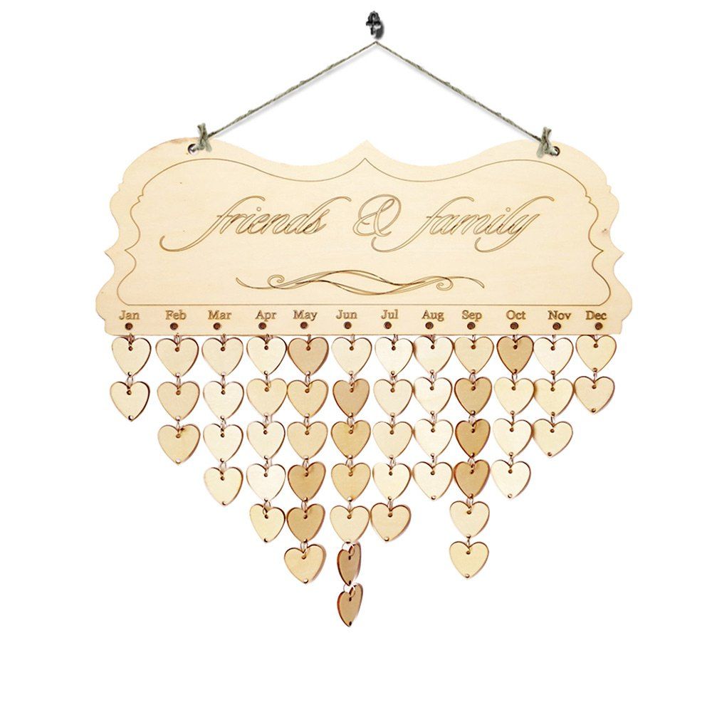 

DIY Wooden Friends And Family Birthday Reminder Calendar, Heart