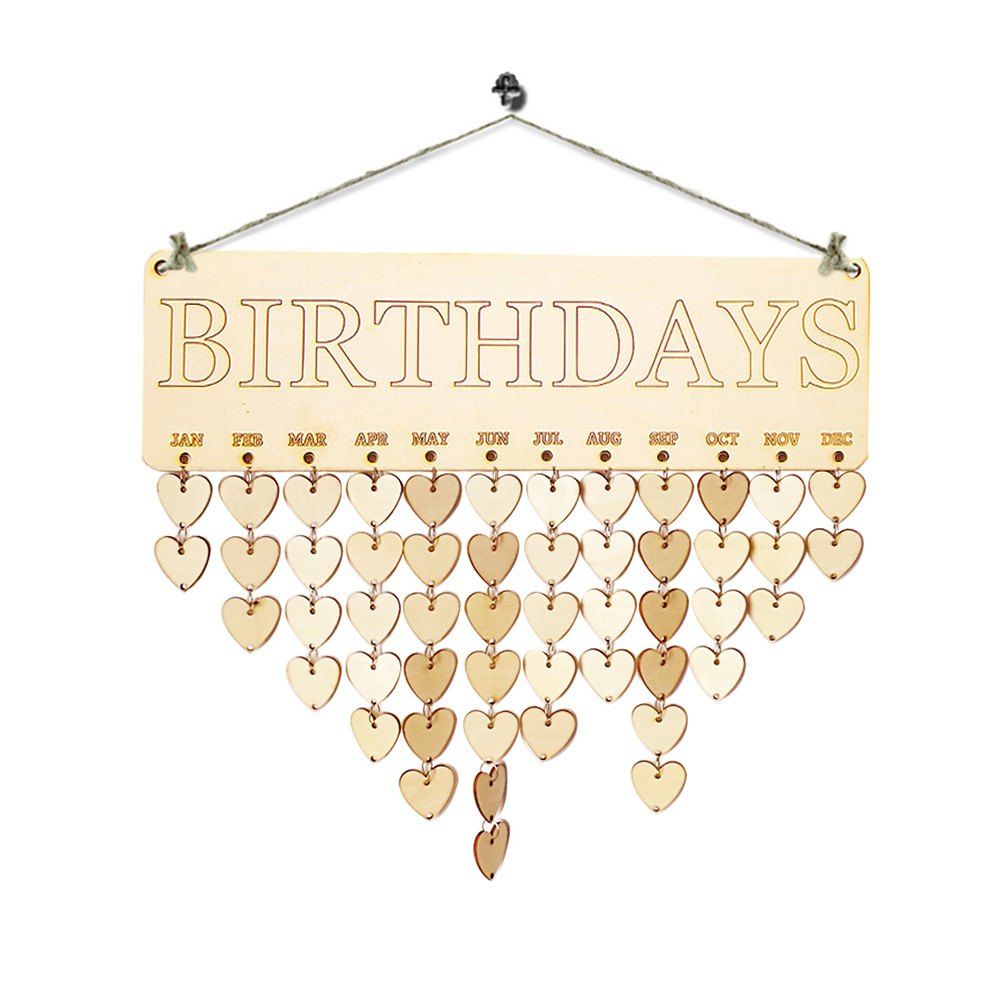 

DIY Family Birthdays Calendar Wooden Reminder Board, Heart