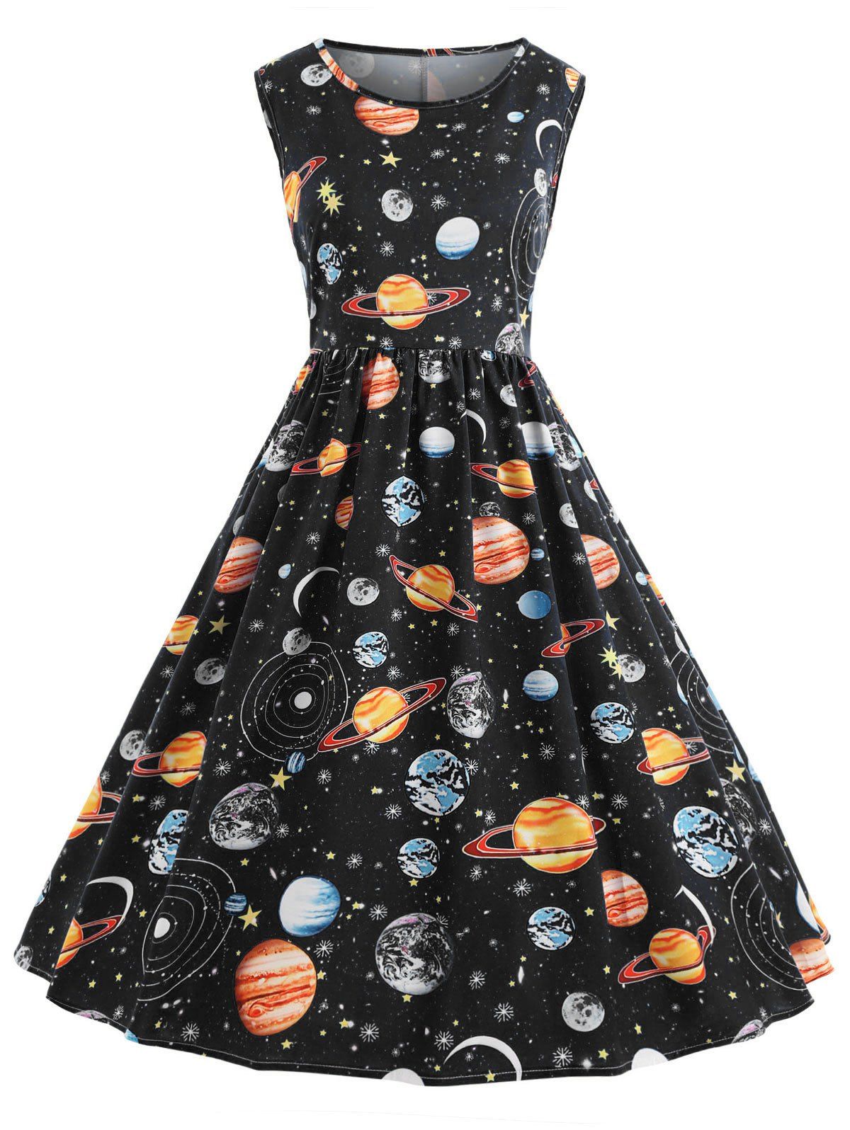 

Vintage Planet Outer Space Dress, Black