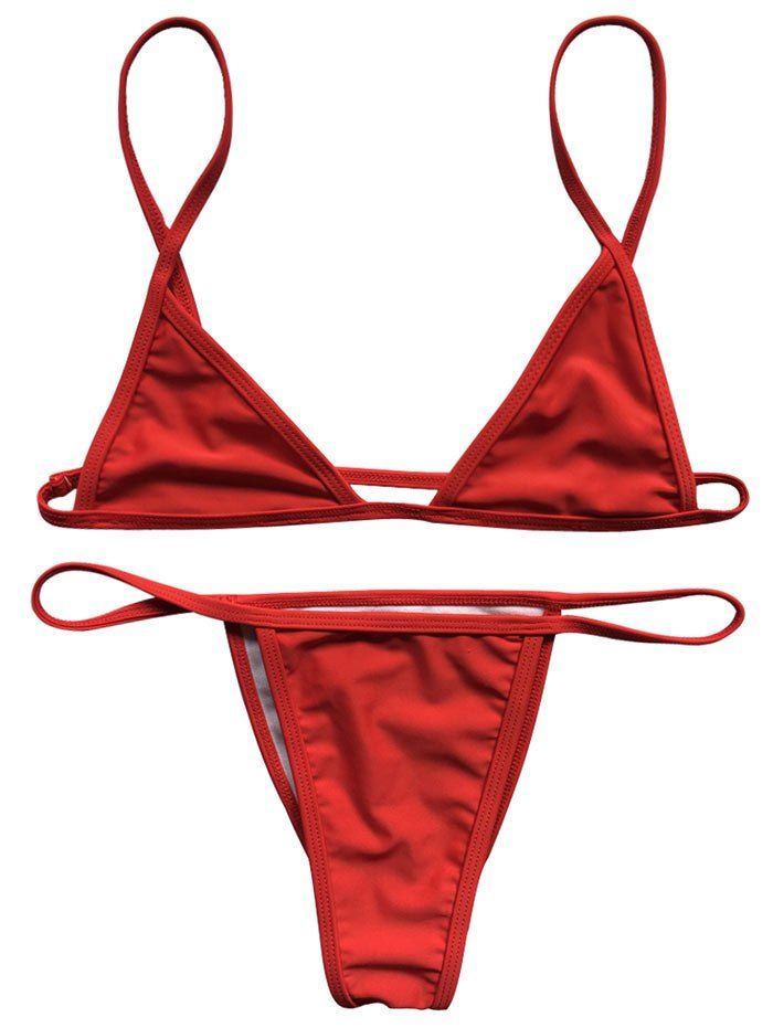 

Bralette Low Waist Bikini Set, Red