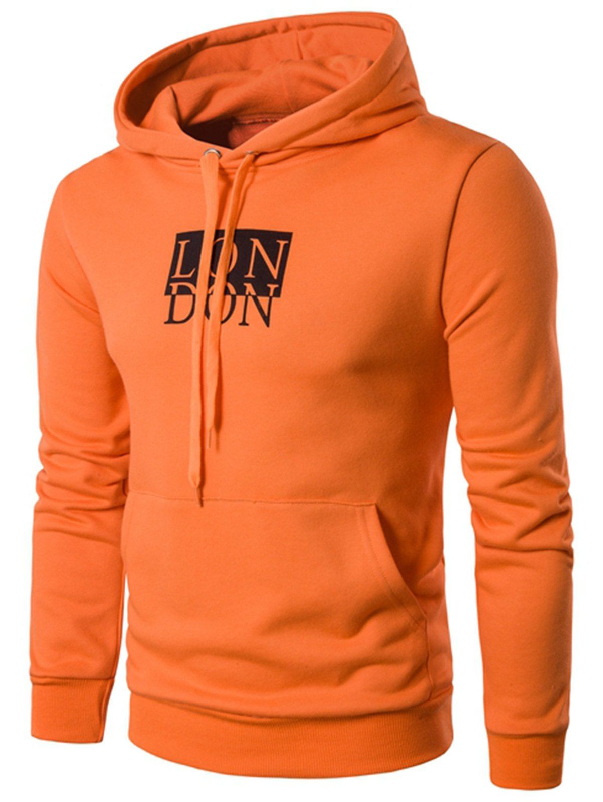 

Drawstring Graphic Print Pullover Hoodie, Orange