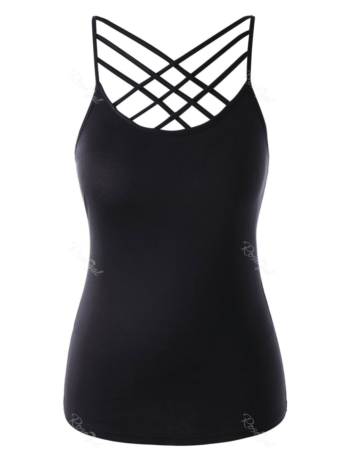 

Plus Size Criss Cross Strappy Tank Top, Black