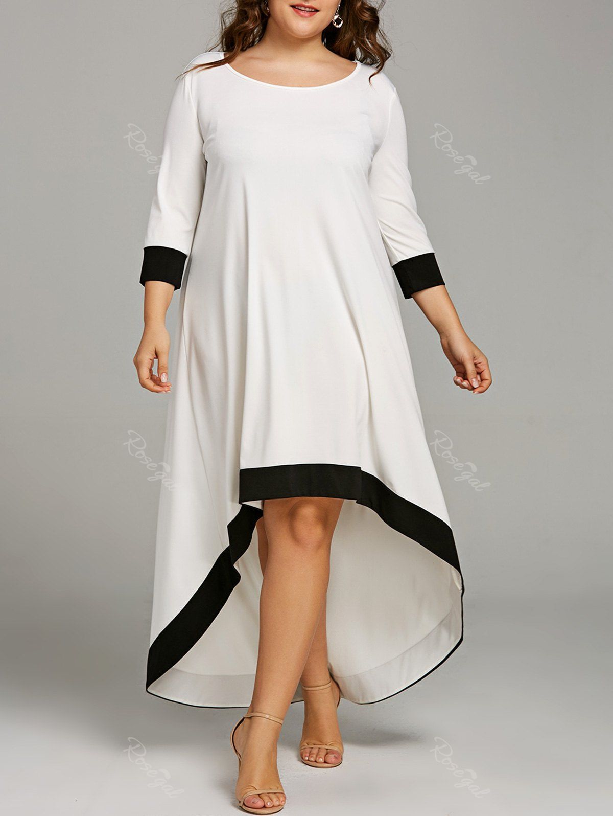 

Plus Size Maxi High Low Hem Dress, White