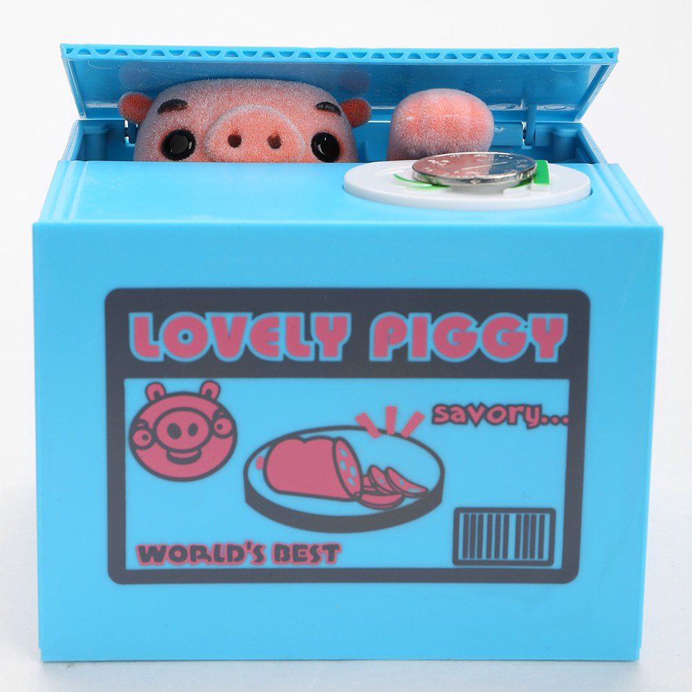 

Pig Shape Automatic Electric Stole Coin Money Box, Blue