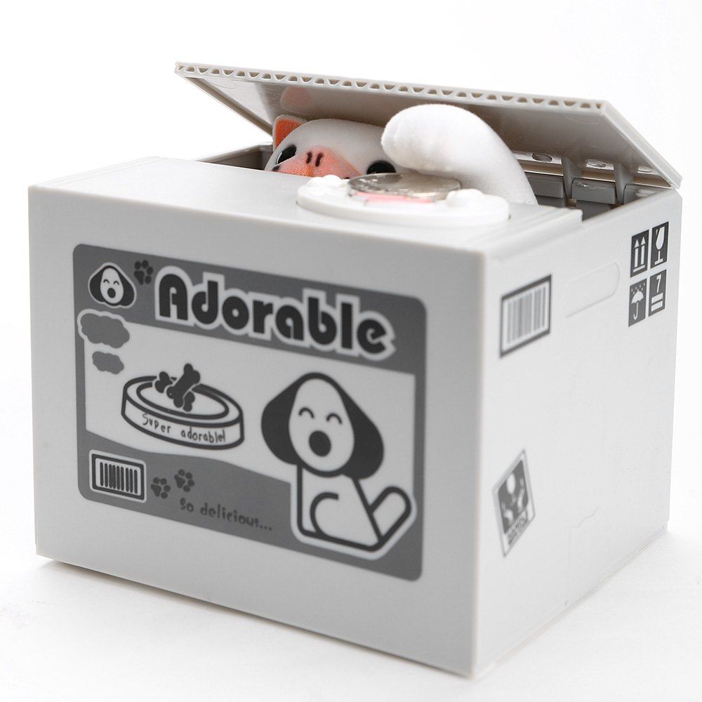 

Steal Coins Electric Automated Lovely Dog Money Box, Gray