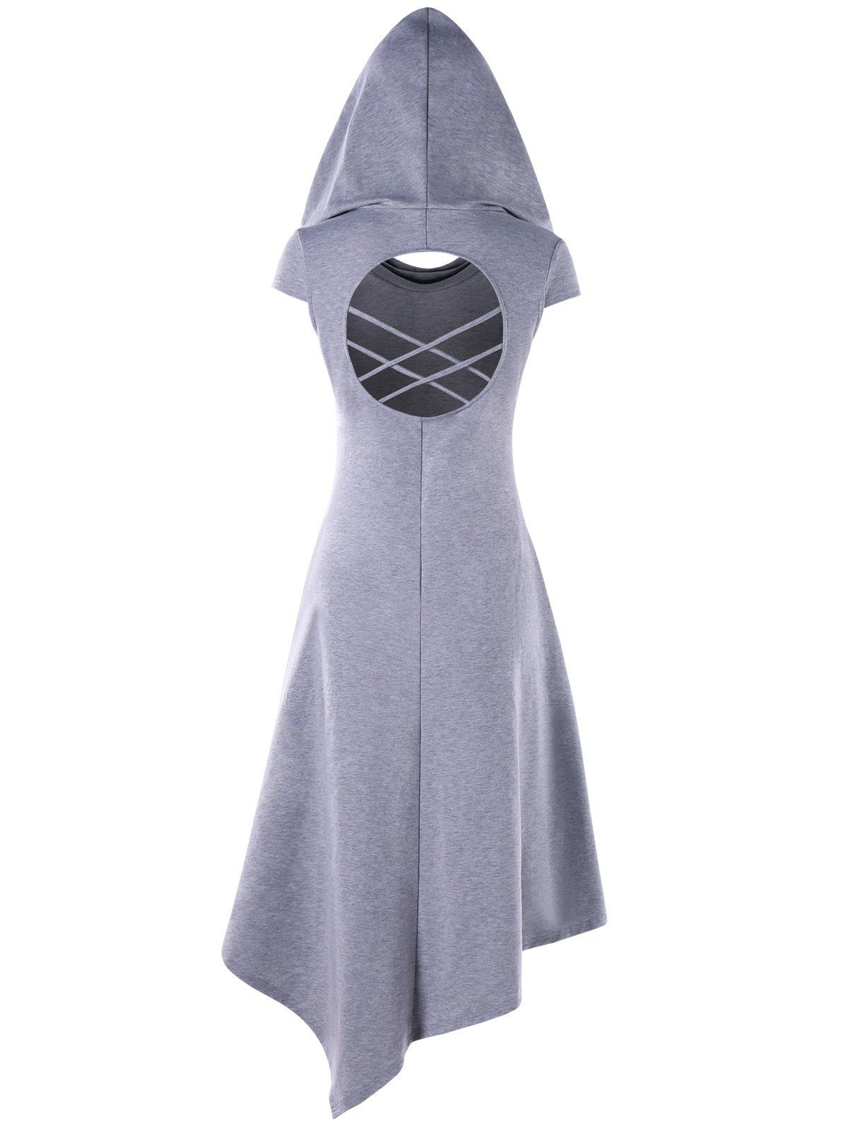 

Handkerchief Cut Out Midi Swing Dress, Light gray