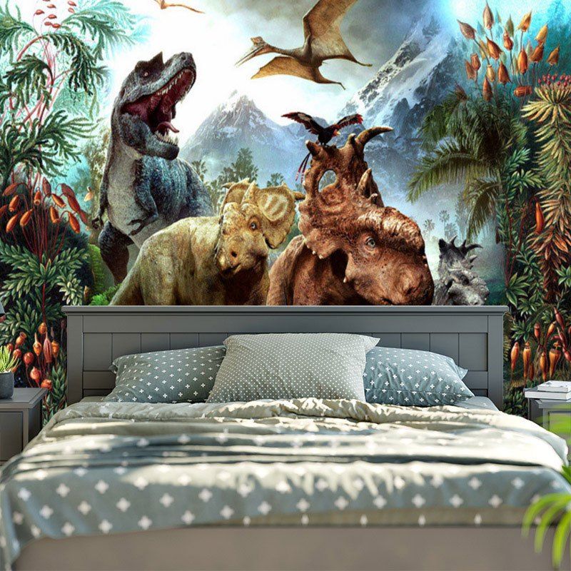 Dinosaurs World Print Wall Tapestry thumbnail