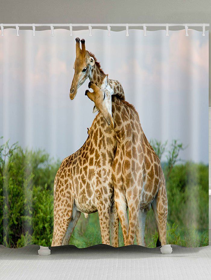 42 Off Giraffe Print Waterproof Shower Curtain Rosegal