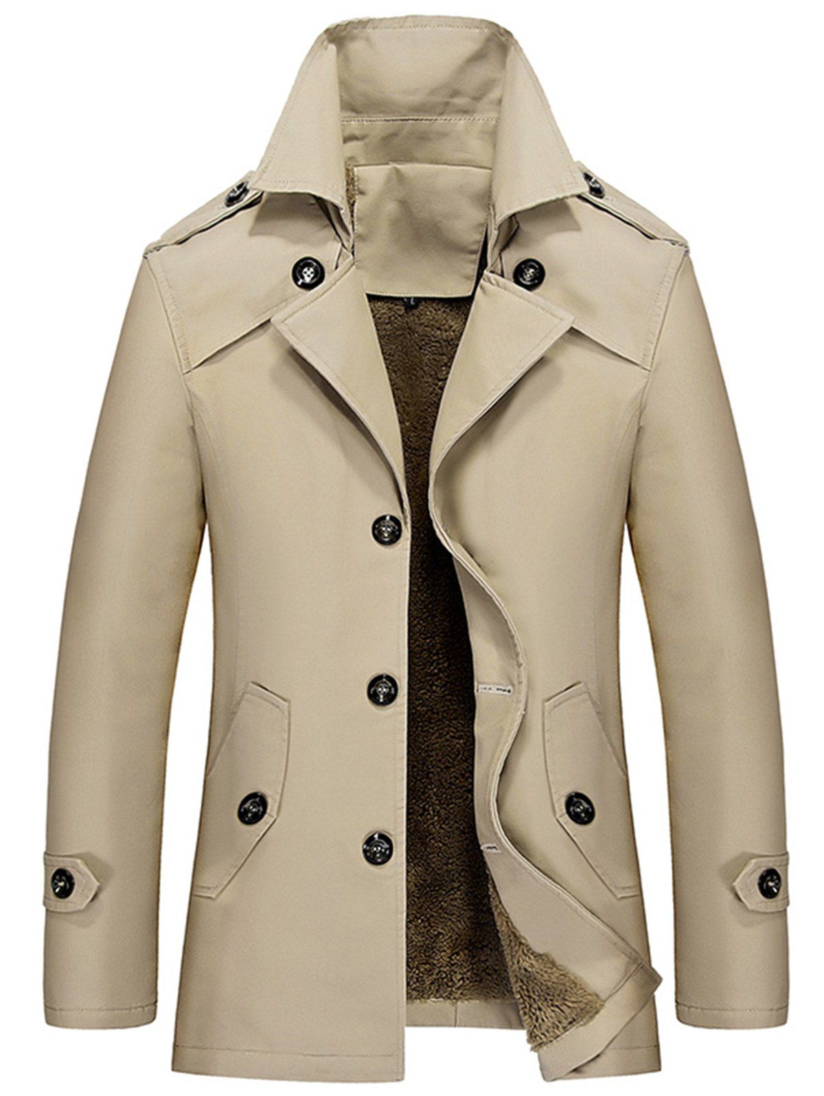 

Lapel Single-Breasted Slim Jacket, Khaki
