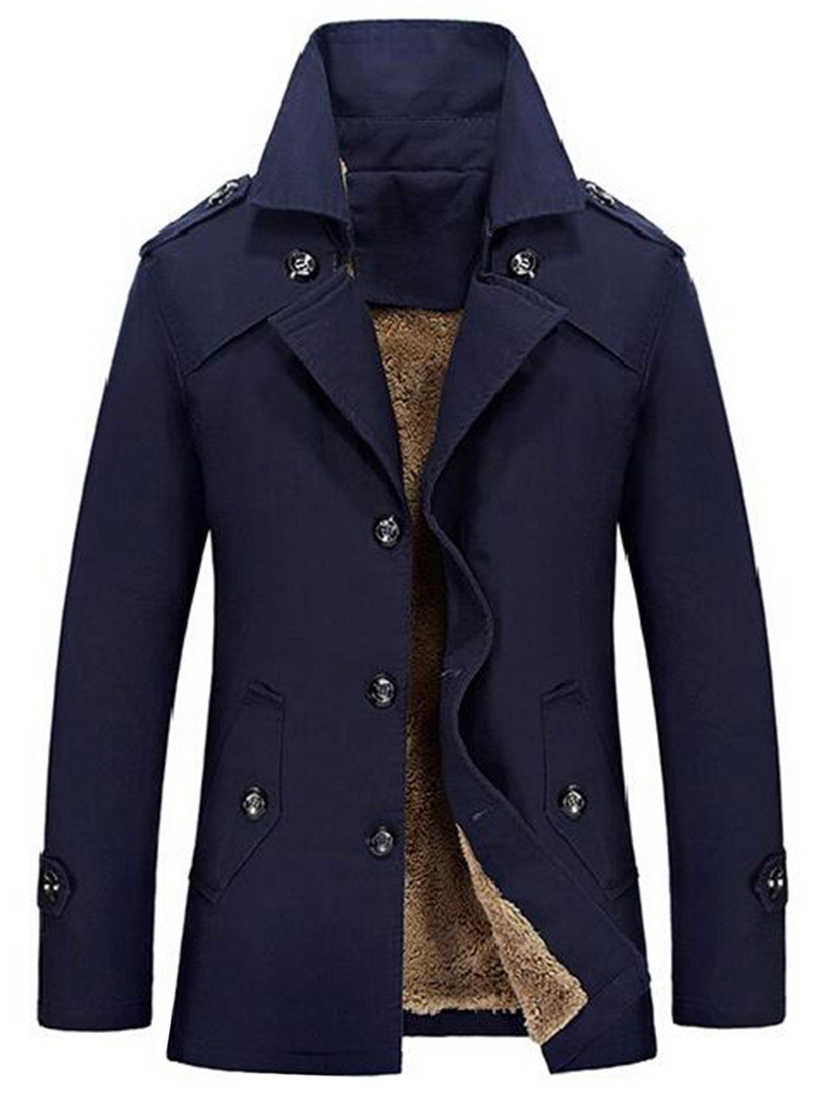 

Lapel Single-Breasted Slim Jacket, Blue