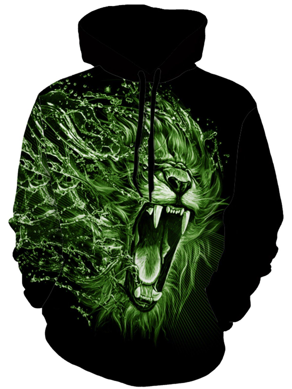 

3D Lion Monster Print Pullover Hoodie, Colormix