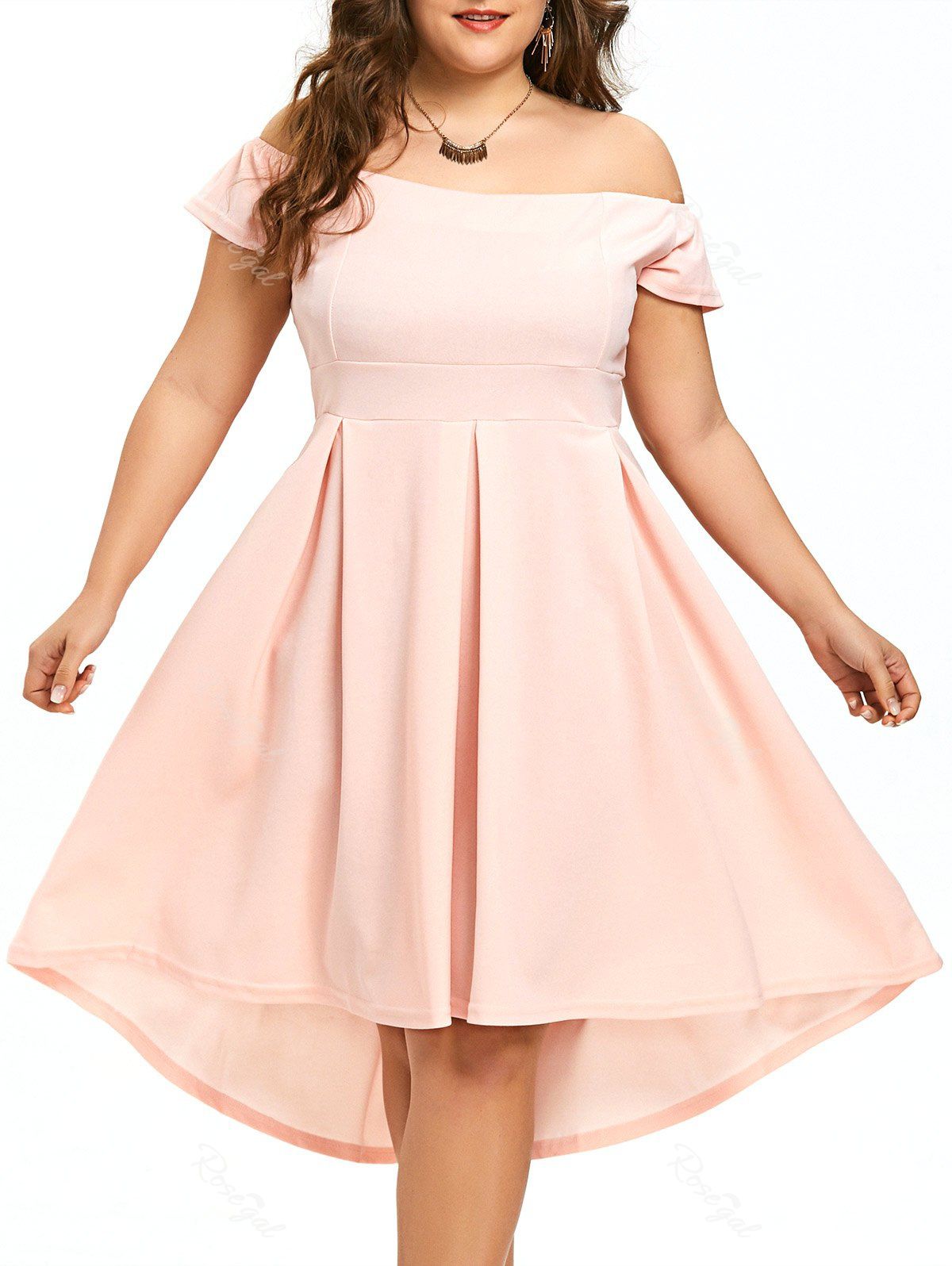 [38 Off] Plus Size High Low Off The Shoulder Dress Rosegal