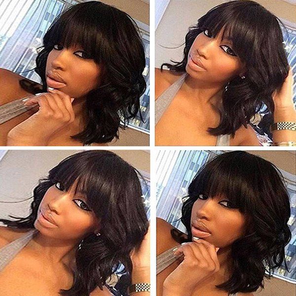 

Long Full Bang Shaggy Wavy Synthetic Wig, Black