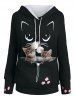 Plus Size Cat Holder Pouch Pocket Hoodie -  