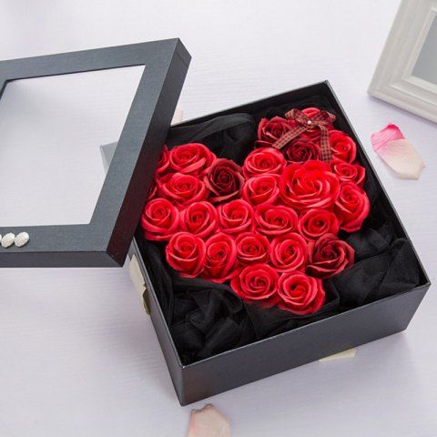 Online Roses Heart Valentine's Day Gift Soap Flowers with Box  