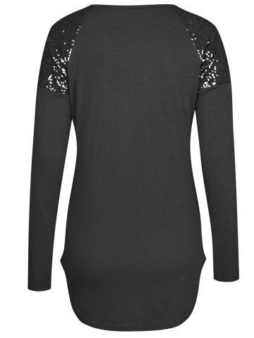 

Raglan Sleeve High Low Sequin T-shirt, Black