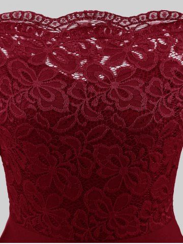 

Plus Size Off Shoulder Vintage Lace Dress, Wine red