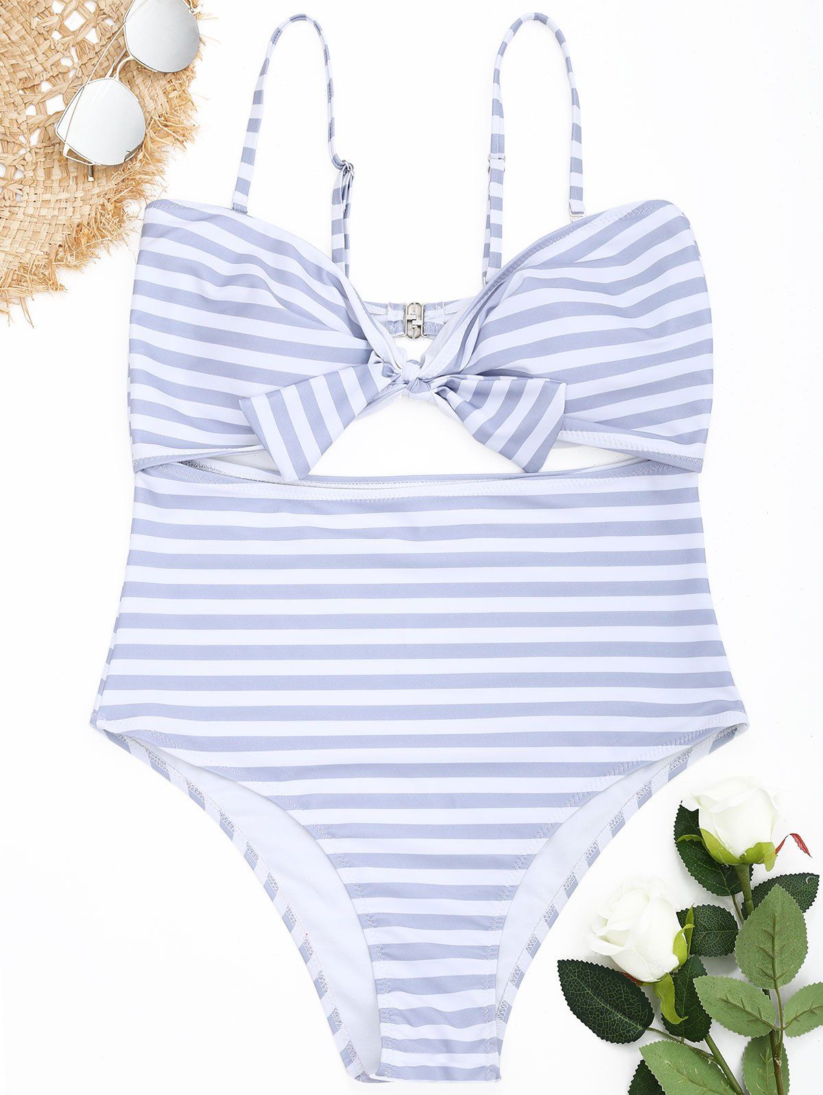 Store Striped Cutout Plus Size Swimsuit  