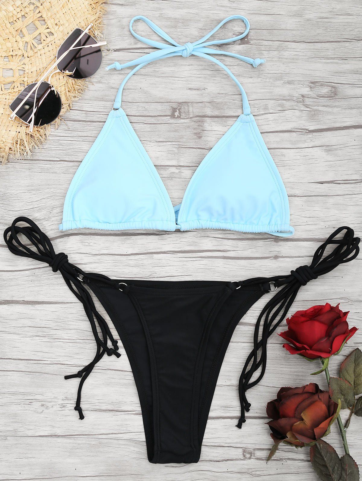 [58% OFF] Color Block Micro String Bikini Set | Rosegal