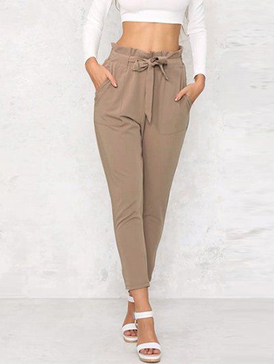 

Agaric Trim Tapered Pants with Belt, Khaki
