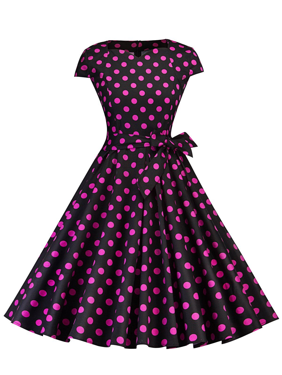 [22% OFF] Sweetheart Neck Polka Dot Swing Dress | Rosegal