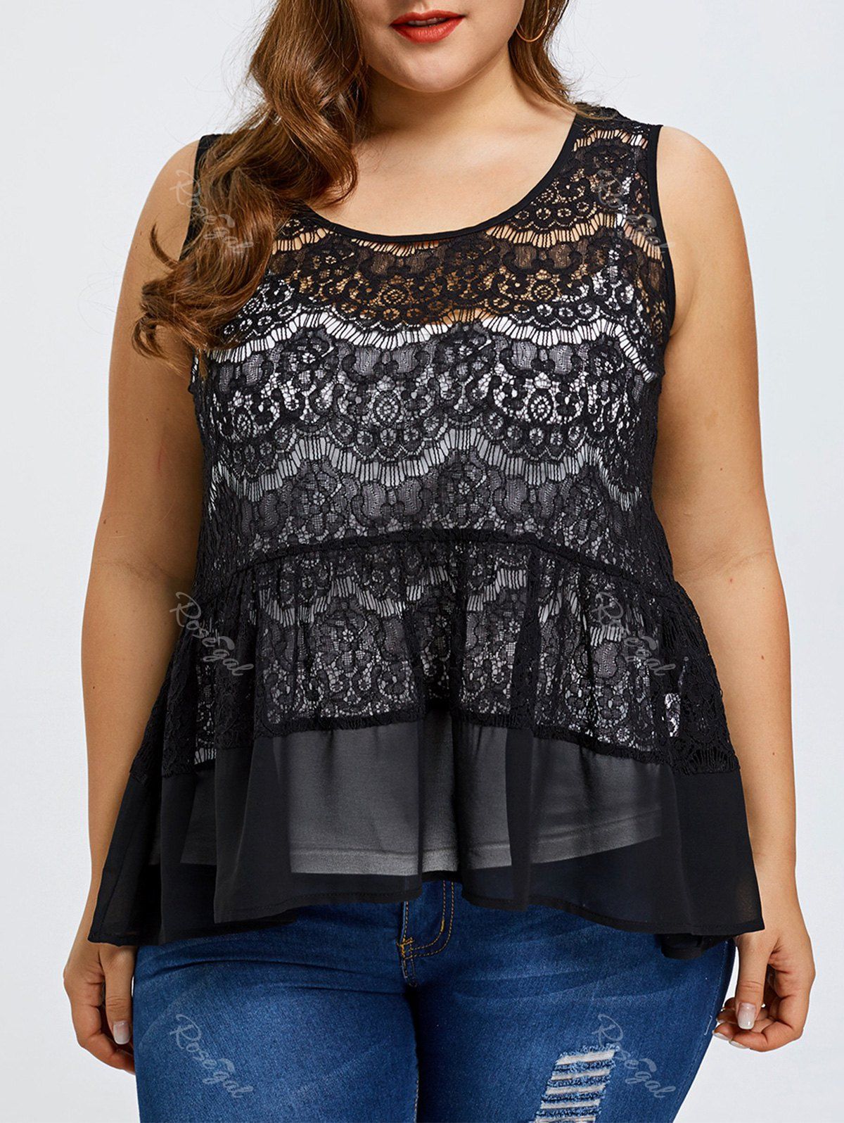 38 Off Plus Size Lace Blouse With Camisole Rosegal 5646