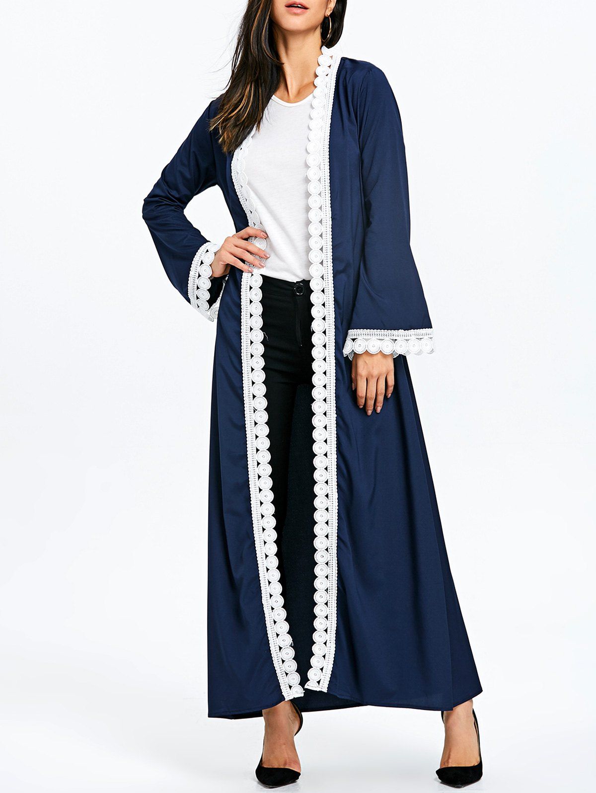 [32 OFF] Maxi Arabic Coat With Tie Belt Rosegal