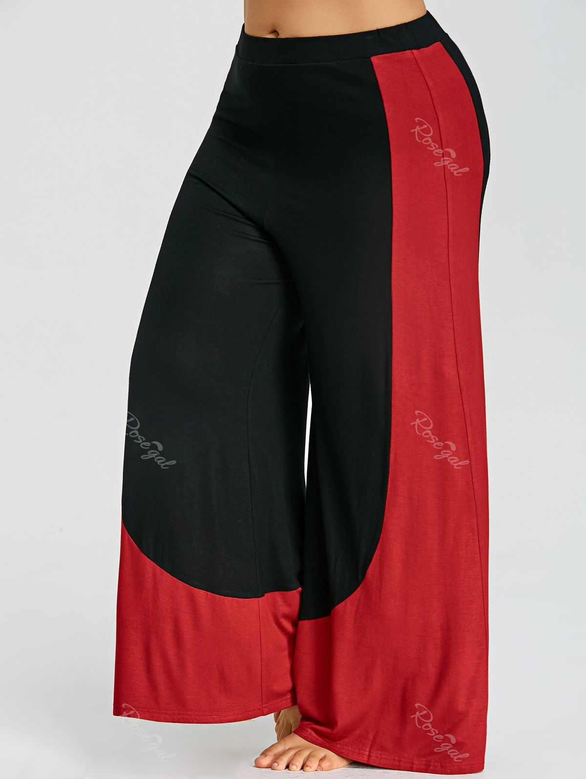 

Plus Size Two Tone Wide Leg Pants, Black