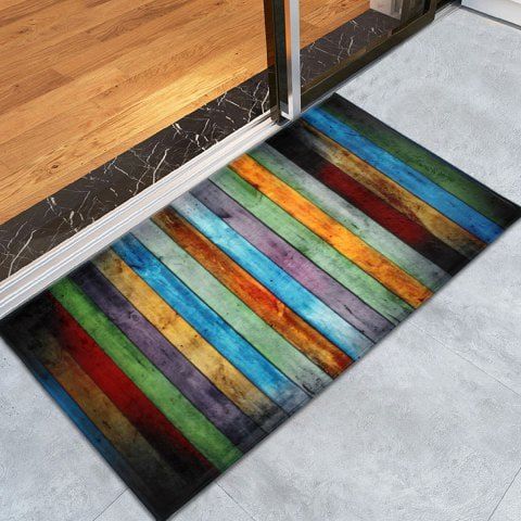 

Colorful Stripe Velvet Large Area Rug, Colormix