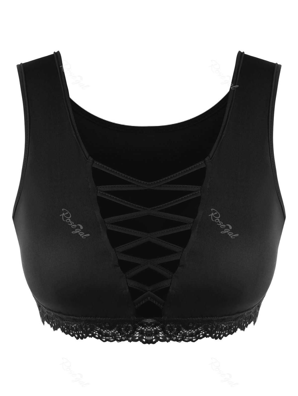 

Plus Size Criss Cross Cropped Tank Top, Black