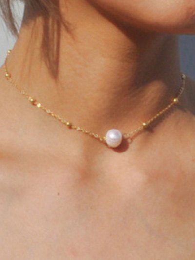 Sale Faux Pearl Collarbone Pendant Necklace  