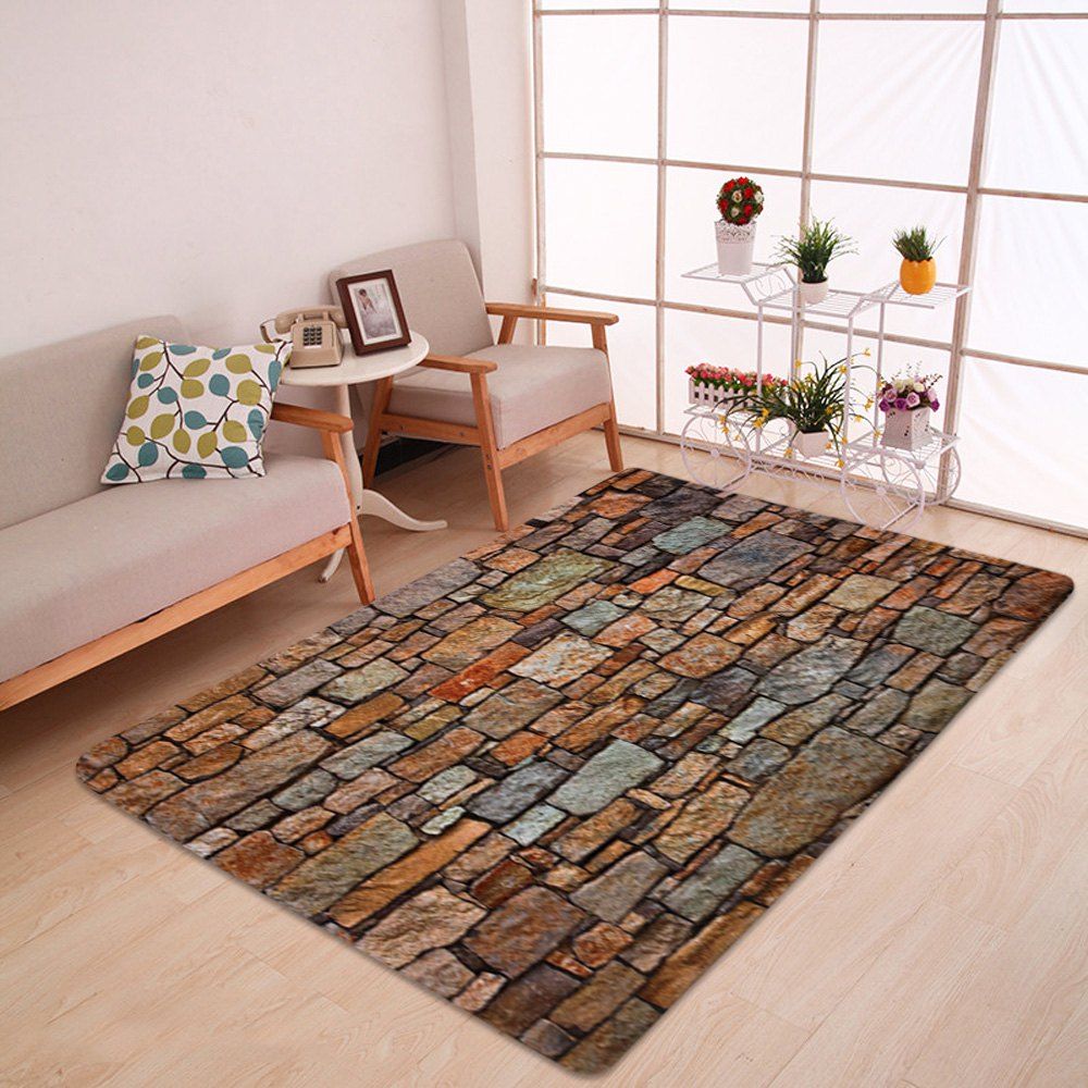 

Coral Velvet Absorption Brick Pattern Bath Rug, Colormix