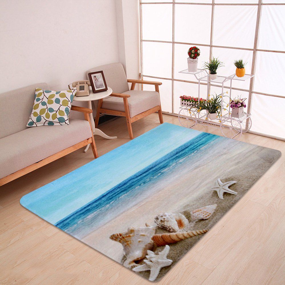 

Non-Slip Beach Scenery Soft Fleece Area Rug, Colormix
