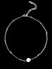 Faux Pearl Collarbone Pendant Necklace -  