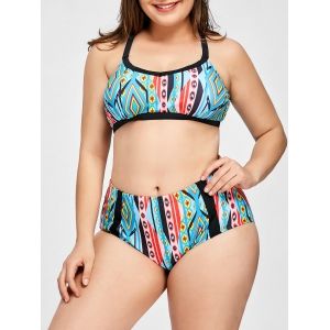 

Plus Size Cut Out Geometric Bikini Set, Colormix