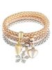 Valentines Day Rhinestoned Floral Heart Shape Wrap Bracelets -  
