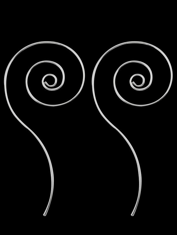 

Metal Spiral Hoop Earrings, Silver