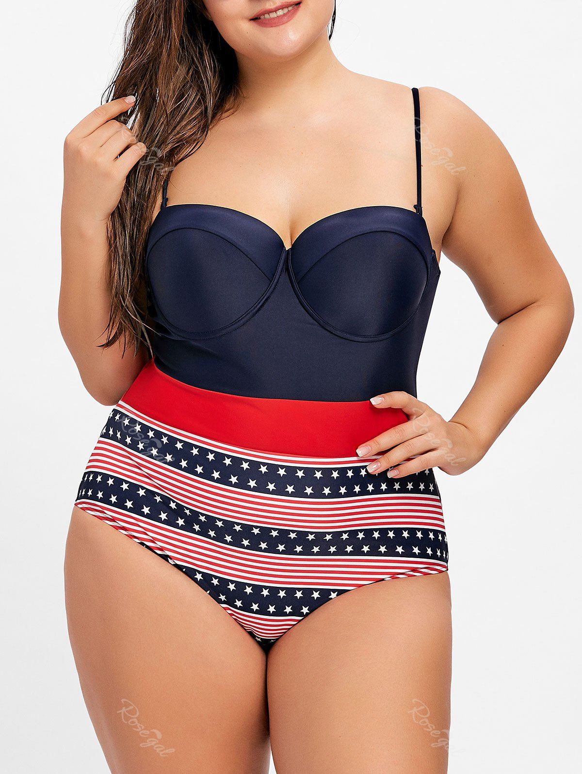 patriotic plus size swimwear