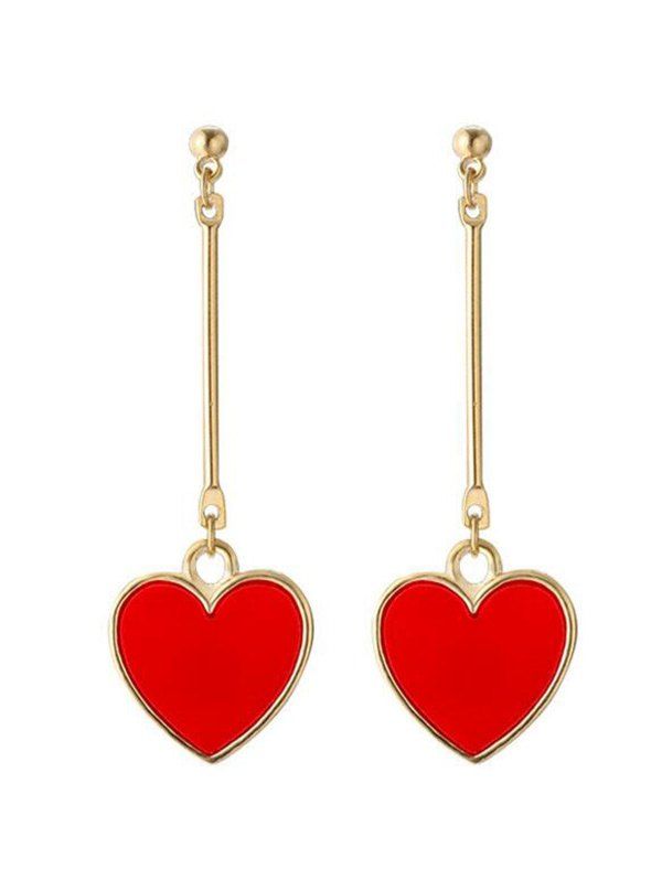 

Valentine's Day Heart Drop Earrings, Red