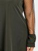 V Neck Lace Panel Plus Size Tunic Dress -  