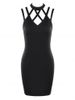 Lattice Front Sleeveless Bodycon Dress -  